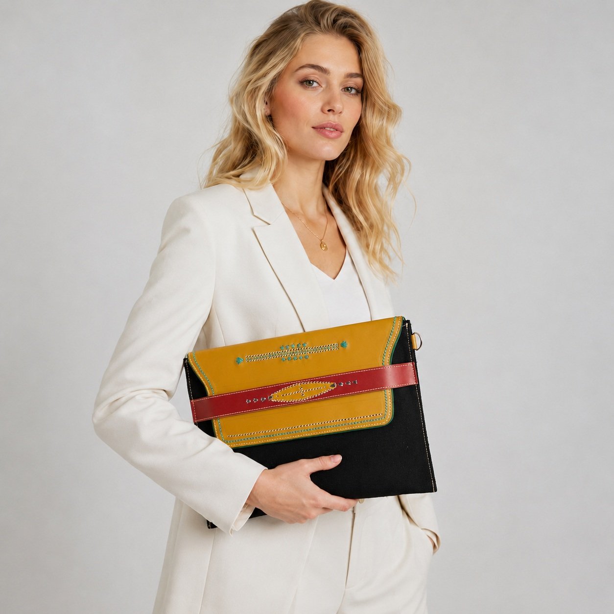 ChatGPT Image Jun 10, 2026, 06_58_19 PM Handmade Premium Canvas Clutch Bag with Original Leather Strap - Image 1
