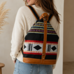 Traditional Saudi Pattern Backpack with Leather Accents