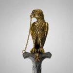 Decorative Golden Falcon Dagger Letter Opener – Saudi Heritage Gift & Desk Decor - Image 2
