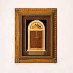 Natural Wood & Brass Saudi Heritage Frame with Back Stand - Image 4