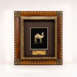 Natural Wood & Brass Saudi Heritage Frame with Back Stand - Image 10