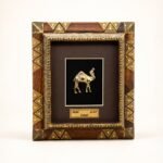Natural Wood & Brass Saudi Heritage Frame with Back Stand - Image 13