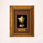 Natural Wood & Brass Saudi Heritage Frame with Back Stand - Image 3