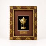 Natural Wood & Brass Saudi Heritage Frame with Back Stand - Image 5