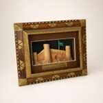 Natural Wood & Brass Saudi Heritage Frame with Back Stand - Image 2