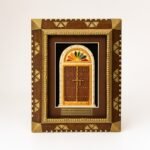 Natural Wood & Brass Saudi Heritage Frame with Back Stand - Image 12