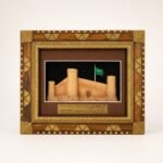 Natural Wood & Brass Saudi Heritage Frame with Back Stand - Image 6