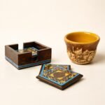 Wooden Coaster Set of 4 with box – Saudi Heritage Geometric Design