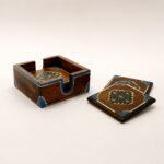 Wooden Coaster Set of 4 with box – Saudi Heritage Geometric Design - Image 3