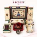 Hand-Colored 8 PCS Serving Set with Sadu Coasters & Clay Coffee Cup