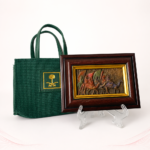 Framed Saudi Heritage Camel Caravan Relief Artwork