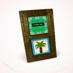 Antique Brass Saudi Heritage Frame with Palm Tree Artwork