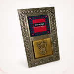 Antique Brass Saudi Heritage Frame with Palm Tree Artwork - Image 2