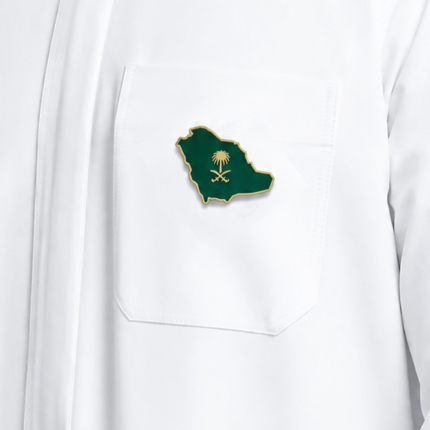 Saudi Arabia Map Magnetic Pin – Green and Gold National Emblem